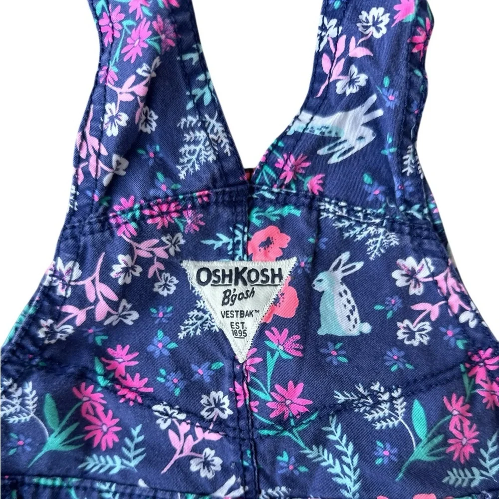OSHKOSH B'gosh Floral and Bunnies Print Overalls Baby Toddler 9M
